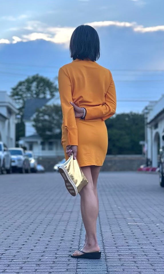 The Sandra Clutch - Gold Crinkle
