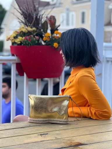 The Sandra Clutch - Gold Crinkle