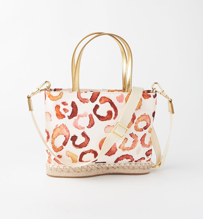 The Rosa Nylon Mini Tote - Beige Abstract
