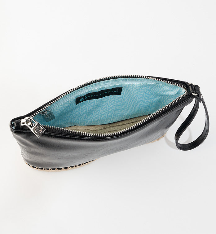 The Sandra Clutch - Black Onyx Crinkle