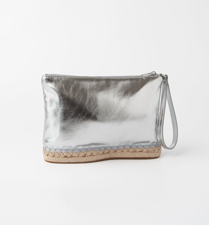 The Sandra Clutch - Silver Crinkle