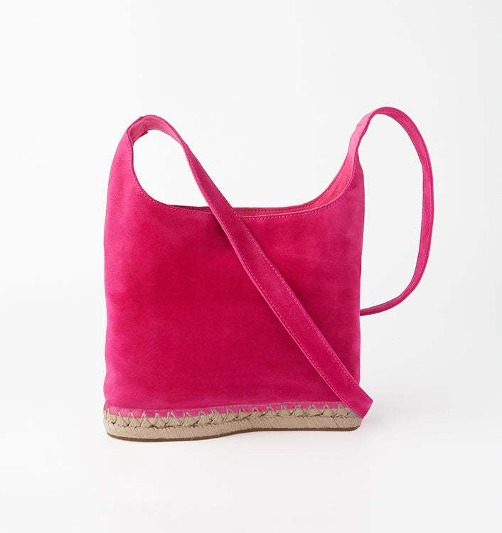 The Amelia Suede Crossbody Mini Hobo - Fuchsia