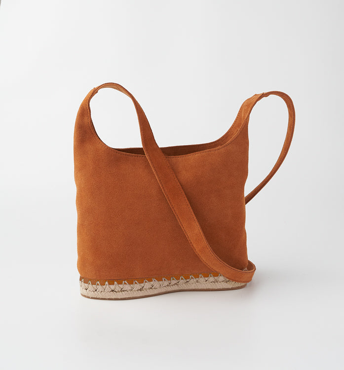 The Amelia Suede Crossbody Mini Hobo - Cognac