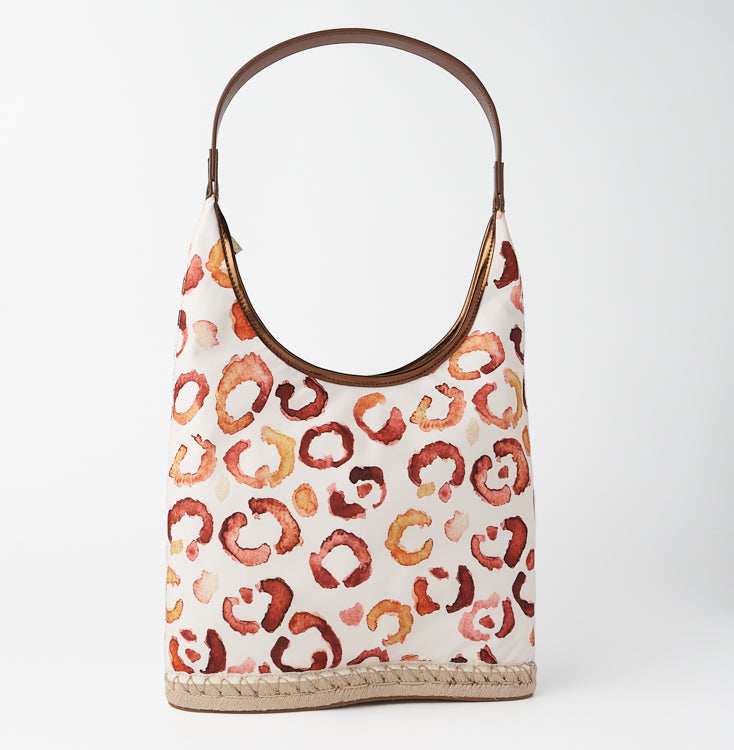 The Elizabeth Printed Nylon Hobo - Beige Abstract