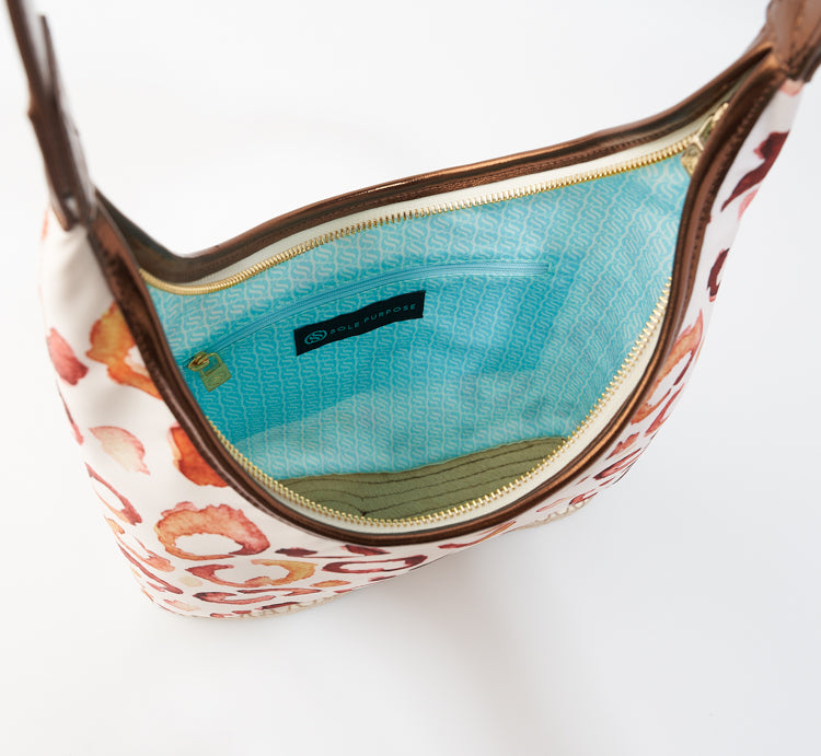 The Elizabeth Nylon Hobo - Beige Abstract